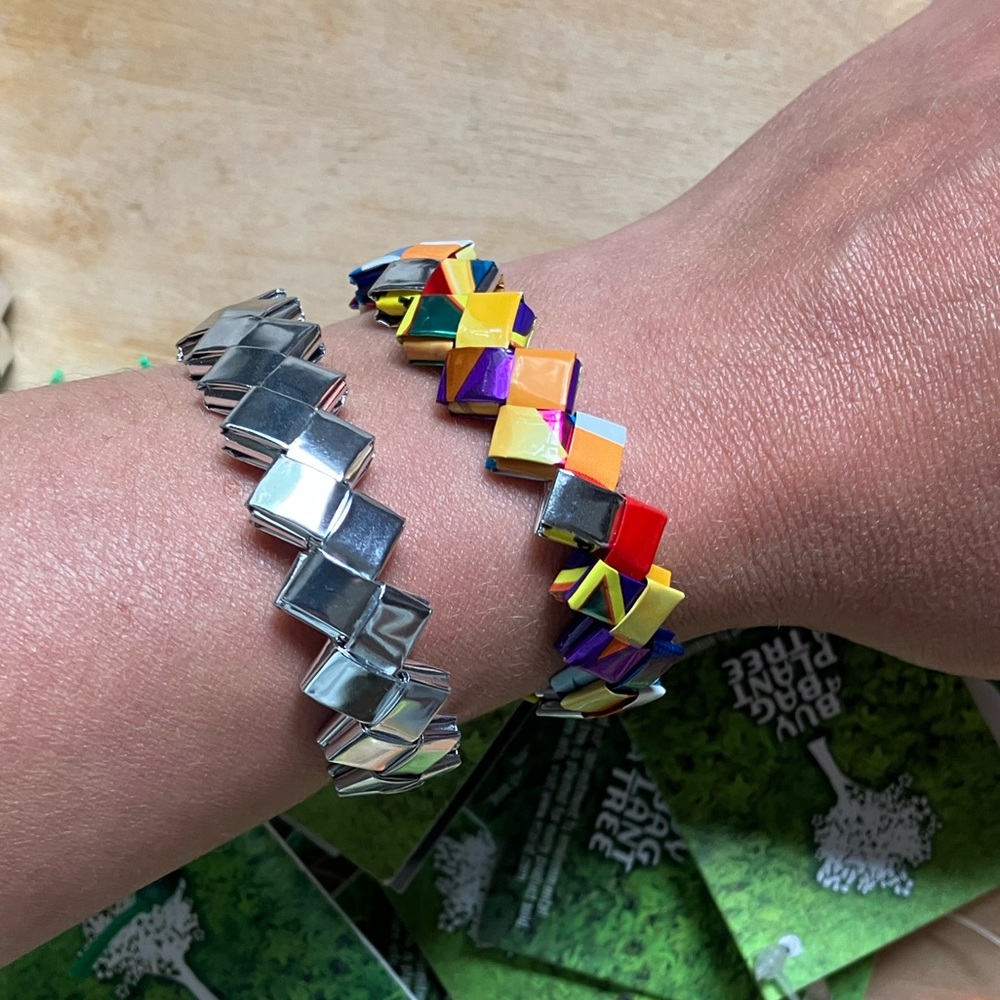 ECOIST bracelets multiple set upcycled silver and multicolour Y2K